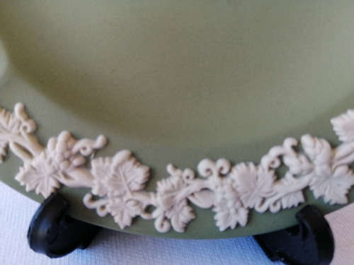 Vintage Wedgwood Jasper Green Round Dish  #