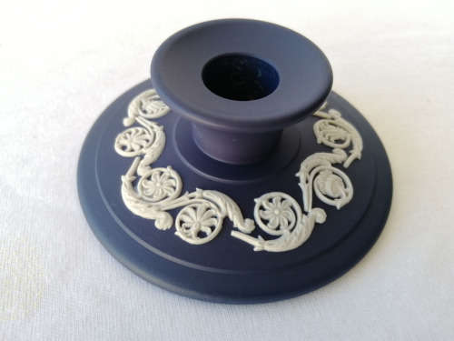 Vintage Wedgwood Jasper Portland Blue Candlestick  #