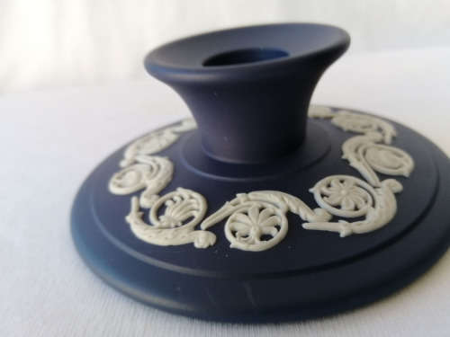 Vintage Wedgwood Jasper Portland Blue Candlestick  #