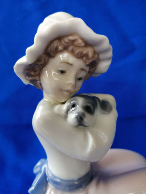 Nao by Lladro Girl Holding Puppy #