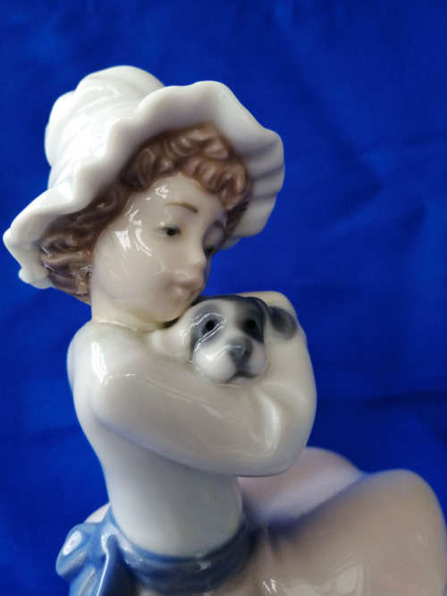 Nao by Lladro Girl Holding Puppy #