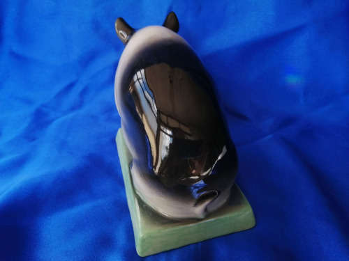 Rye Pottery Black and White Sow Pig Sitting