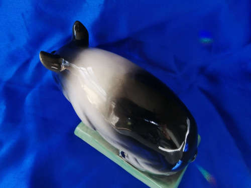 Rye Pottery Black and White Sow Pig Sitting