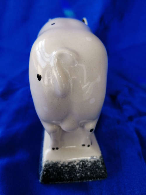 Rye Pottery White Spotted Boar Pig Standing