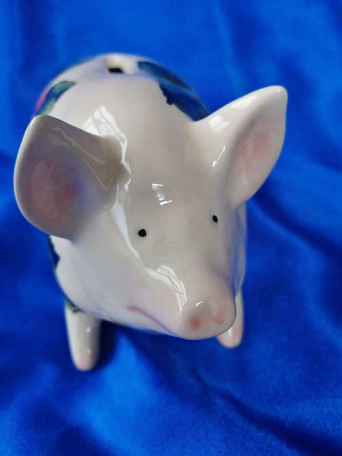 Vintage Griselda Hill Pig Large after Wemyss Ware Piggy Bank Rose Design