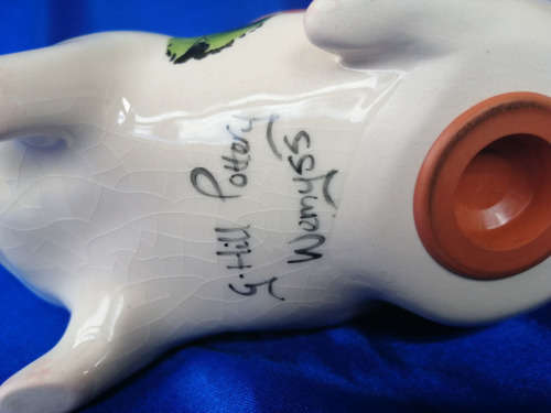 Vintage Griselda Hill Pig Large after Wemyss Ware Piggy Bank Rose Design