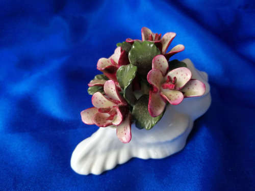 Aynsley England porcelain vase- shell with flowers-ornament