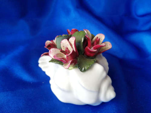 Aynsley England porcelain vase- shell with flowers-ornament