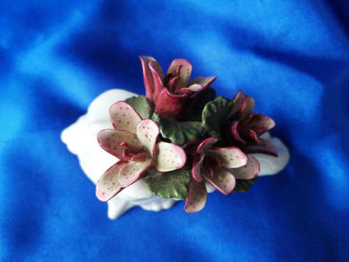 Aynsley England porcelain vase- shell with flowers-ornament
