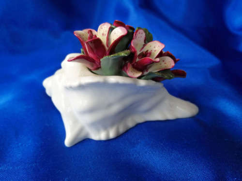 Aynsley England porcelain vase- shell with flowers-ornament