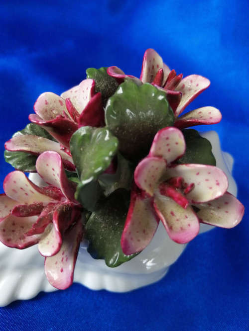 Aynsley England porcelain vase- shell with flowers-ornament