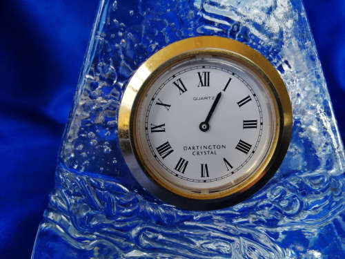 Dartington Crystal Art Glass Pyramid Paperweight Mantle Clock