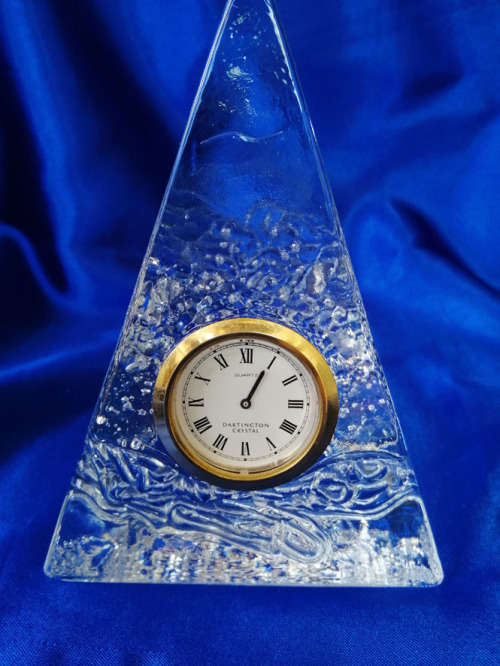 Dartington Crystal Art Glass Pyramid Paperweight Mantle Clock