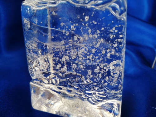 Dartington Crystal Art Glass Pyramid Paperweight Two Candle Holders *