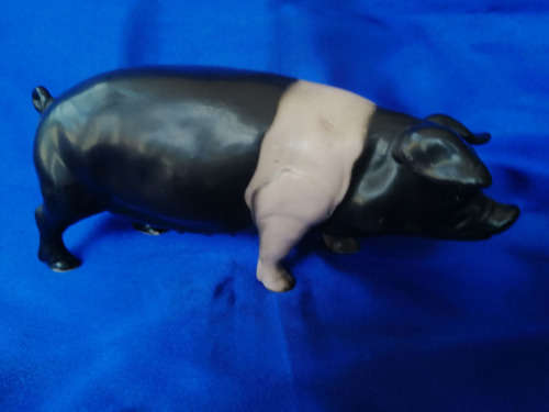 Vintage Large Black and Pink Pig *