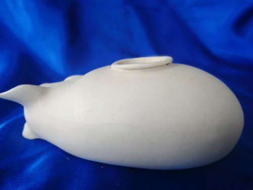 Vintage Large Chubby Sleeping Bisque Pig Piggy Piglet Candle Holder *