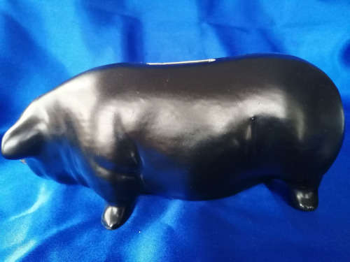 Vintage Chubby Large Black Pig Piggybank Moneybox Moss *