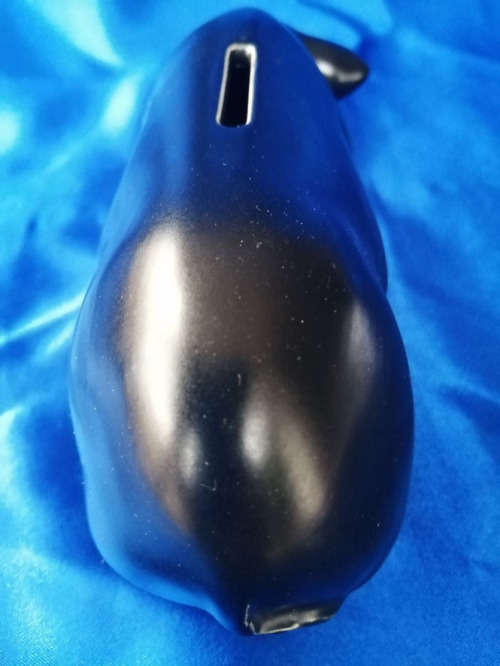 Vintage Chubby Large Black Pig Piggybank Moneybox Moss *