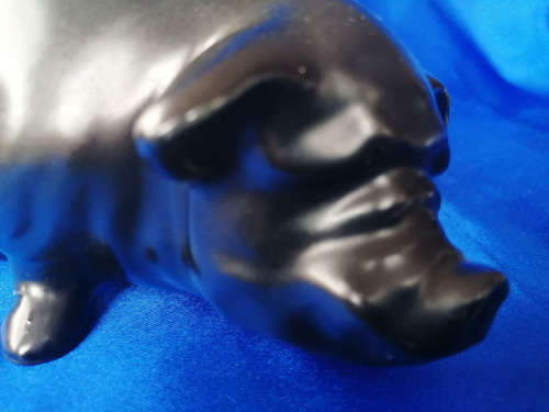 Vintage Chubby Large Black Pig Piggybank Moneybox Moss *