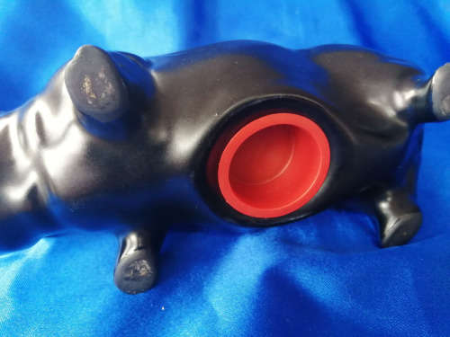 Vintage Chubby Large Black Pig Piggybank Moneybox Moss *