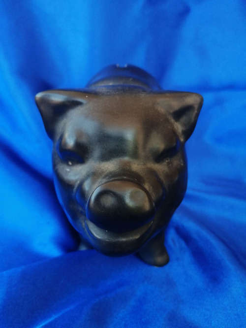 Vintage Chubby Black Pig Piggybank Moneybox *