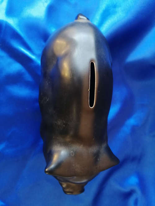 Vintage Chubby Black Pig Piggybank Moneybox *