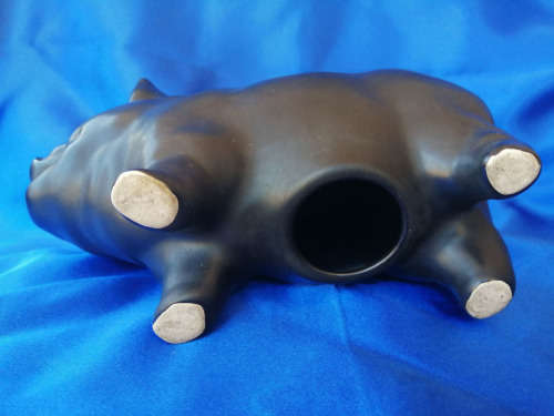 Vintage Chubby Black Pig Piggybank Moneybox *