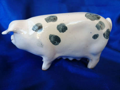 Vintage Pottery Pinky White Spotted Pig *