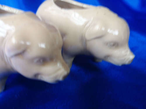 Very Old Pair of Salt Glazed Pigs Salt and Pepper Pots *