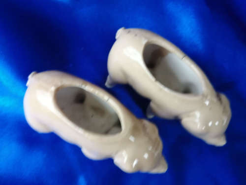 Very Old Pair of Salt Glazed Pigs Salt and Pepper Pots *