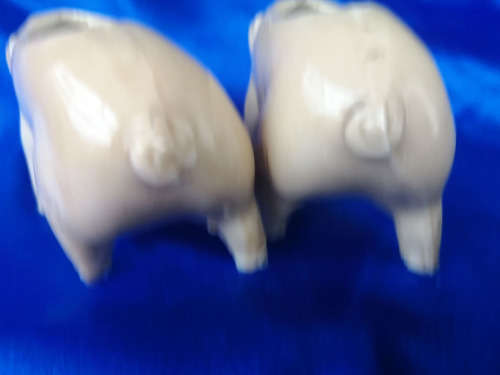 Very Old Pair of Salt Glazed Pigs Salt and Pepper Pots *