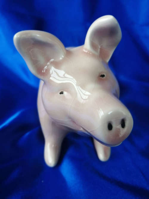 Vintage Sitting Cubby Pink Pig