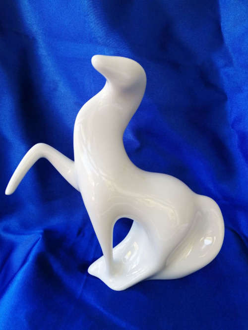 Beautiful White Royal Dux Prancing Horse Contemporary Abstract Czech Design
