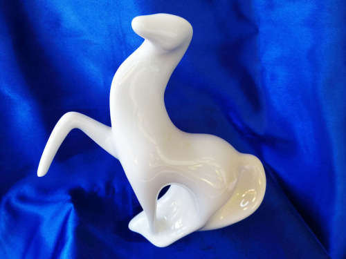 Beautiful White Royal Dux Prancing Horse Contemporary Abstract Czech Design