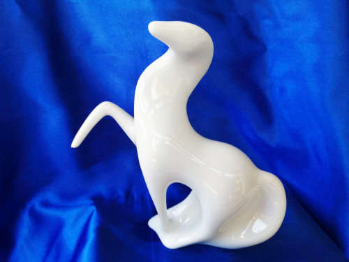 Beautiful White Royal Dux Prancing Horse Contemporary Abstract Czech Design