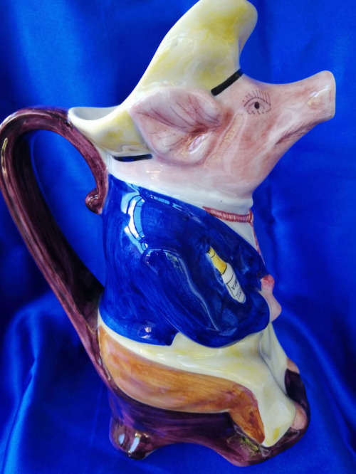 Agueda Hand Painted Pig Drink Pitcher Made in Portugal