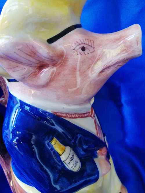 Agueda Hand Painted Pig Drink Pitcher Made in Portugal