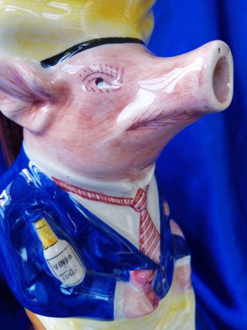 Agueda Hand Painted Pig Drink Pitcher Made in Portugal