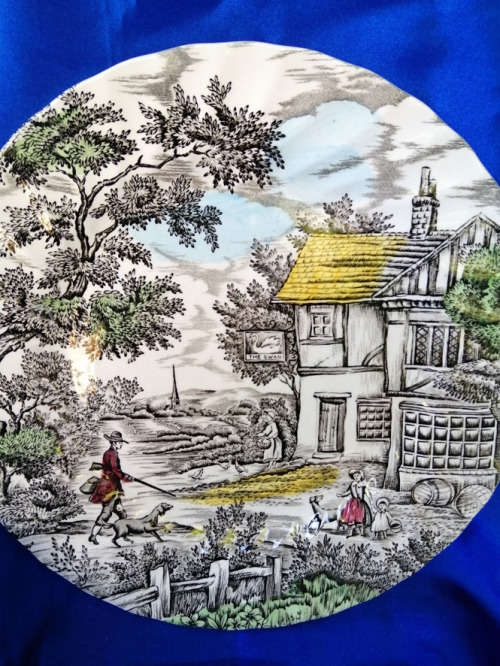 Vintage Myott The Hunter Dinner Plate, 60s Hand Engraved Ironstone Plate,