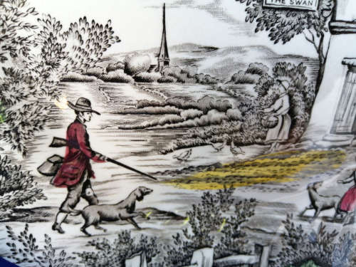 Vintage Myott The Hunter Dinner Plate, 60s Hand Engraved Ironstone Plate,