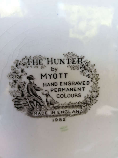 Vintage Myott The Hunter Dinner Plate, 60s Hand Engraved Ironstone Plate,