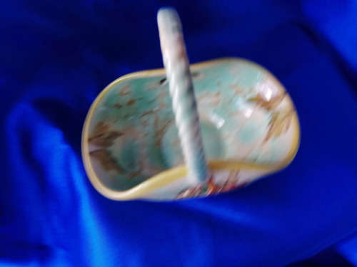 Vintage Gouda Pottery Hand Painted Basket Bowl