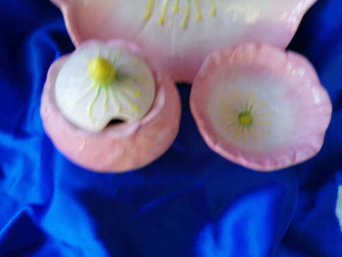 Pink Flower Plate Jar and Bowl set #