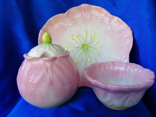 Pink Flower Plate Jar and Bowl set #