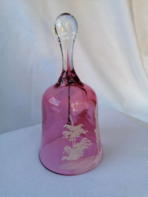Stunning Pink Glass Hand Bell *