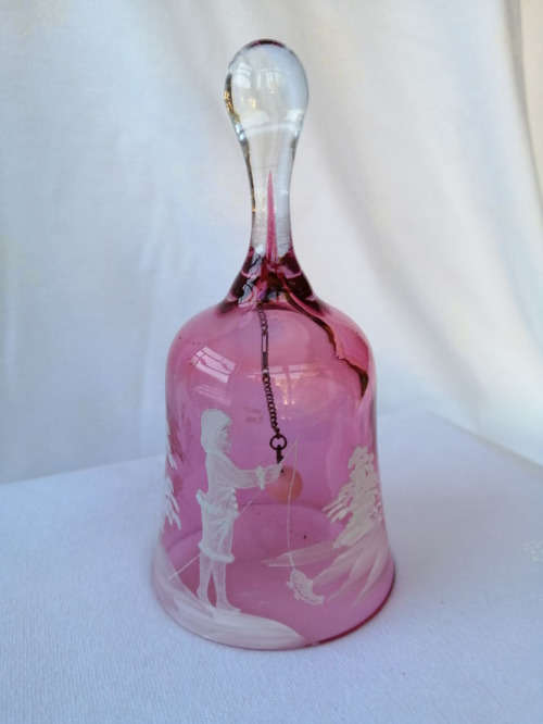 Stunning Pink Glass Hand Bell *