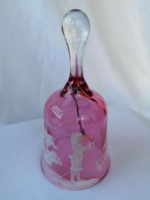 Stunning Pink Glass Hand Bell *