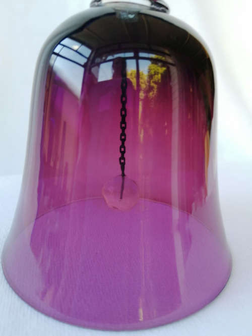Stunning Cranberry Pink Glass Hand Bell *