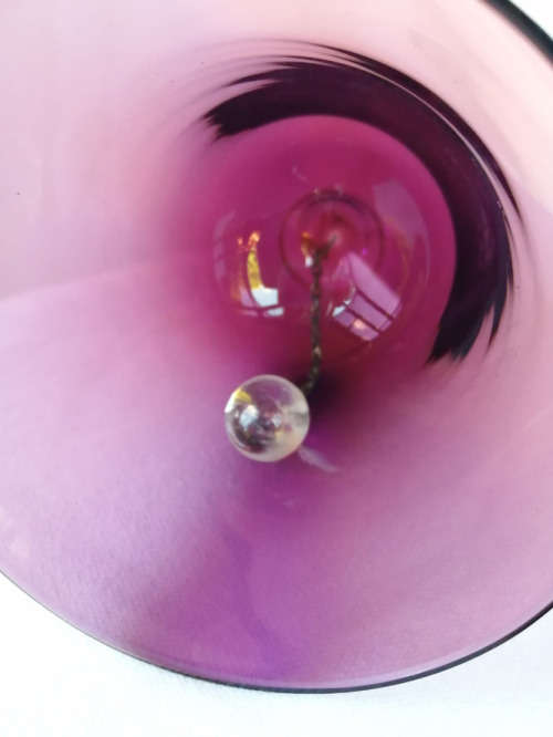 Stunning Cranberry Pink Glass Hand Bell *