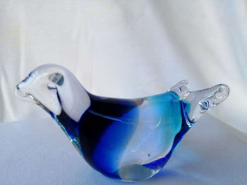 Vintage Studio Glass Blue Bird Paperweight